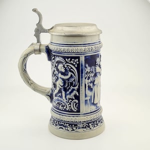 Original Gerz Beer Stein Beer Mug,German Lidded Zinn Beer Stein,German Beer Mug