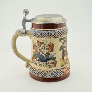 Original Gerz Beer Stein Beer Mug,German Lidded Zinn Beer Stein,German Beer Mug,Theme Old Germans