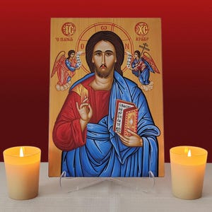 Pantokrator Jesus Christus Ikone, kyrillische Ikone, griechische Ikone, religiöse Ikone, Wandbehang, byzantinische Ikone, religiöses Geschenk