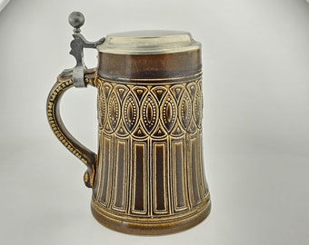Original Marzi&Remy Zinn Lidded Beer Stein,West Germany Beer Stein,German Beer Mug