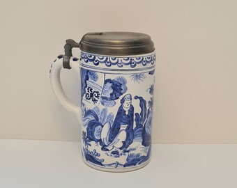 Original Studio L Zinn Lidded Beer Stein,German Beer Mug,Kőnig-Pilsener Limited Edition 1991