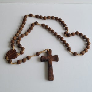 Natural Wood Cross Wall Rosary,Religious Wall Decor
