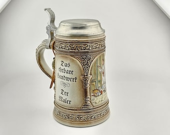 Original Gerz Beer Stein Beer Mug,German Lidded Zinn Beer Stein,German Beer Mug