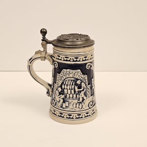 Original German Beer Stein Beer Mug,German Lidded Zinn Beer Stein,German Beer Mug
