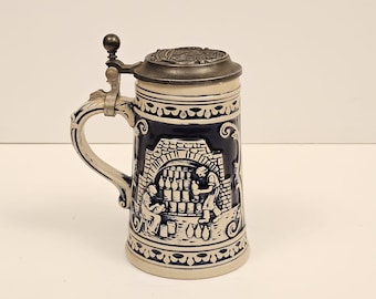 Original German Beer Stein Beer Mug,German Lidded Zinn Beer Stein,German Beer Mug