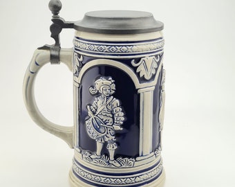 German Gerz Lidded Zinn Beer Stein Beer Mug,German Beer Stein,German Beer Mug