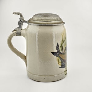 Original German Zinn Lidded Beer Stein,German Beer Mug