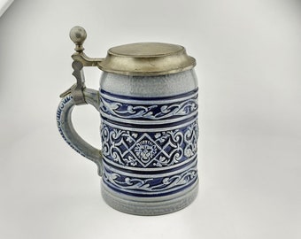 Original King Beer Stein Beer Mug,Lidded Zinn Beer Stein German Beer Mug