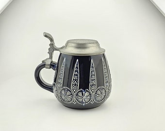 Original German Beer Stein,Beer Mug,Lidded Zinn Beer Stein,German Beer Mug