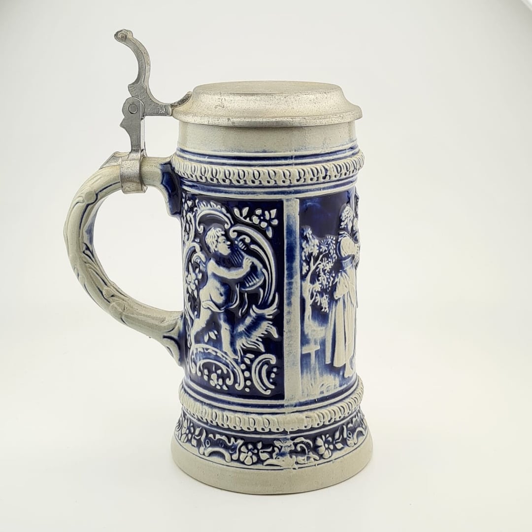 オリジナル Gerz ビールジョッキ ビールジョッキ、ドイツ製蓋付き Zinn