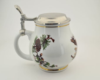 Original German Beer Stein Lidded Zinn Beer Mug,German Beer Stein,German Beer Mug