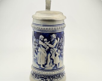 オリジナルGerzビールジョッキ、ドイツ蓋付きZinnビールジョッキ