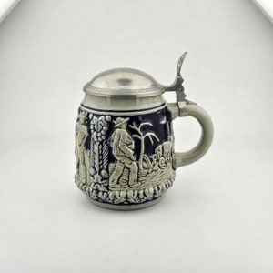 Original German Beer Stein Beer Mug,German Lidded Zinn Beer Stein,German Beer Mug