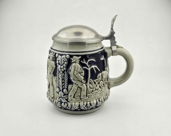 Original German Beer Stein Beer Mug,German Lidded Zinn Beer Stein,German Beer Mug