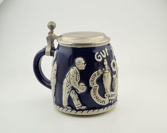 Original Marzi&Remy Zinn Lidded Beer Stein,West Germany Beer Stein,German Beer Mug