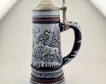 Vintage 1976 Avon Collectible Beer Stein, Vintage Avon Beer Stein with Pewter Lid