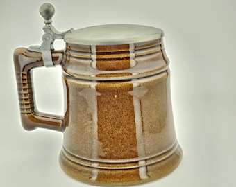 Original German Zinn Lidded Beer Stein,German Beer Mug