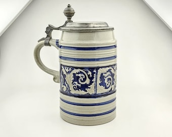 Original German Gerz Beer Stein Lidded Zinn, Beer Mug,German Beer Stein,German Beer Mug