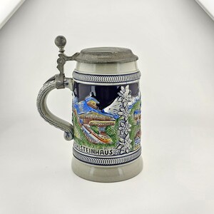 ドイツ製ZINN蓋付きビアジョッキ オリジナルGerzビールジョッキ、ドイツ蓋付きZinnビールジョッキ