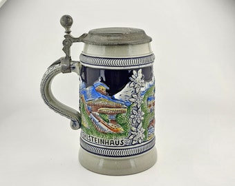Original King Beer Stein Beer Mug,Lidded Zinn Beer Stein German Beer Mug