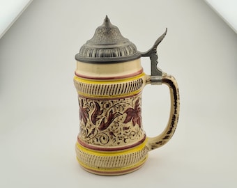 Original BMF Beer Stein Lidded Zinn Beer Mug,German Beer Stein,German Beer Mug