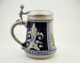 Original Gerz Beer Stein Beer Mug,German Lidded Zinn Beer Stein,German Beer Mug