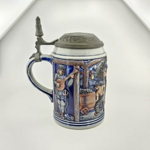 Original German Gerz Beer Stein Lidded Zinn, Beer Mug,German Beer Stein,German Beer Mug