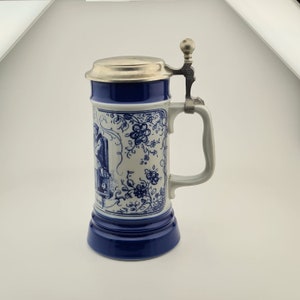 BAREUTHER Waldsassen Bavaria Germany Pewter Lid Porcelain Beer Stein