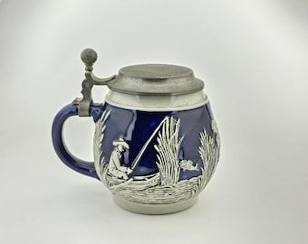 Original German Marzi&Remy Beer Stein,Beer Mug,Lidded Zinn Beer Stein,German Beer Mug
