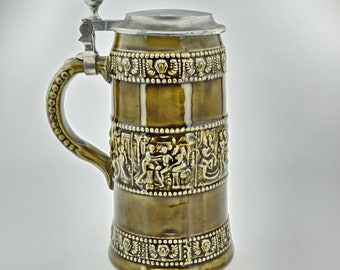 Original Marzi&Remy Zinn Lidded Beer Stein,West Germany Beer Stein,German Beer Mug