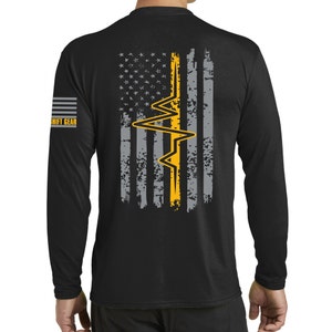 911 Dispatcher Thin Gold Line Flag Shirt