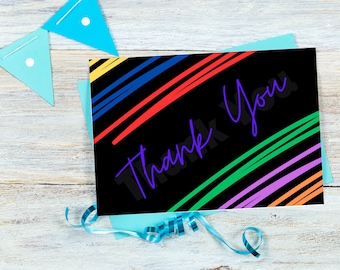 Colorful Thank You Card Template, Thank You Card Printable, Thank you Card, Floral Thank You, Edit with Canva