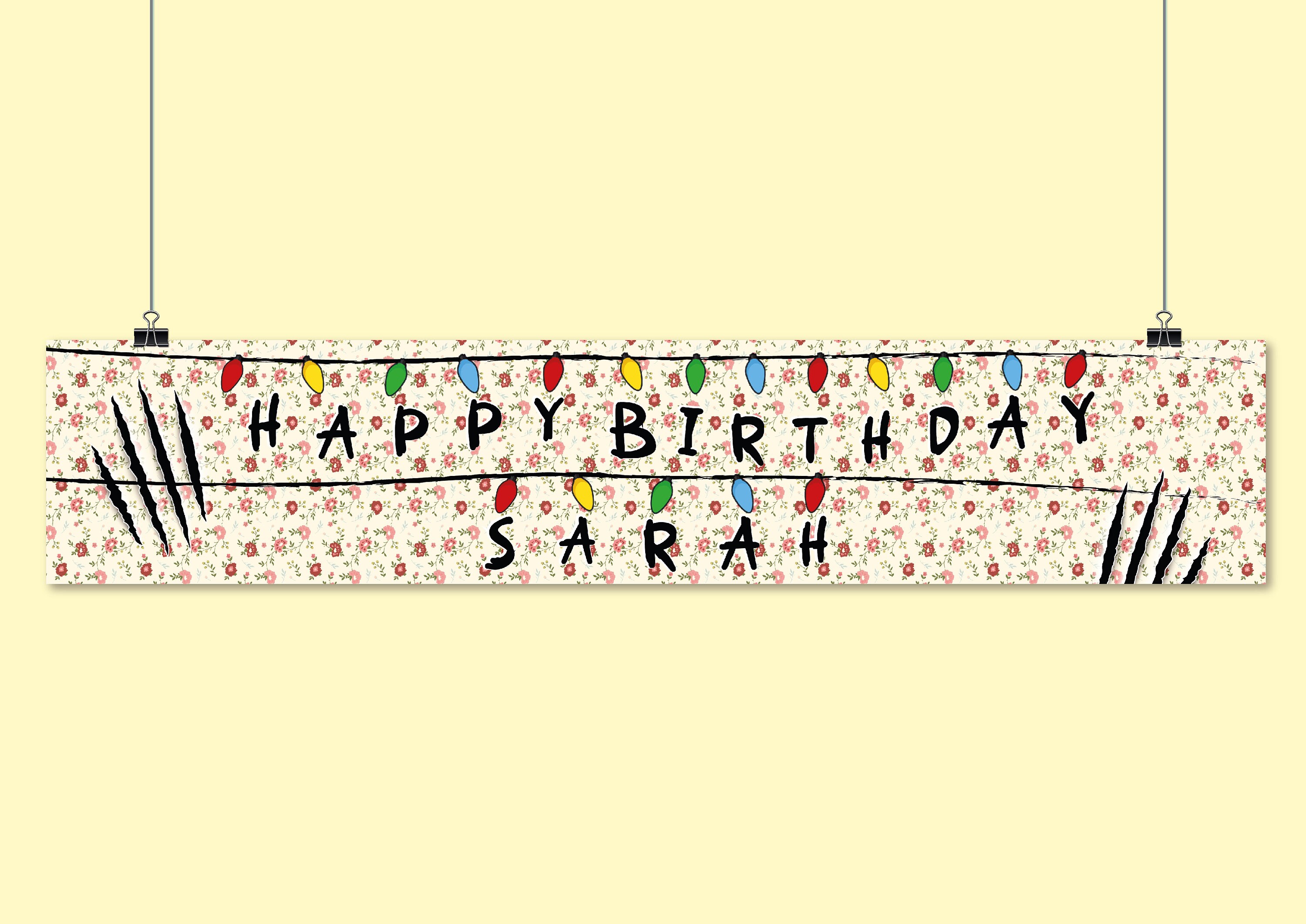 Stranger Things Personalised Happy Birthday Banner Retro | Etsy