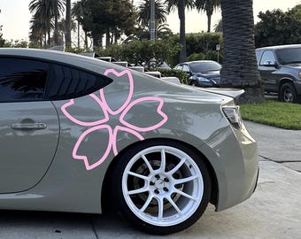 Sakura Cherry Blossom Outline Car Decal (80+ Colors Available)