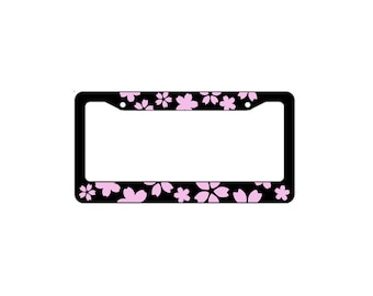 Customizable Cherry Blossom License Plate Frame (40+ Colors Available)