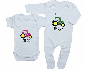 Personalized Tractor Baby Bodysuit: Newborn Farm Gift
