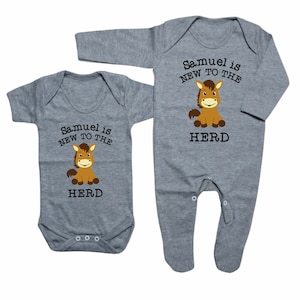 Personalized Horse Baby Bodysuit: New to the Herd Gift