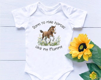 Horse Baby Bodysuit: Equestrian Newborn Gift, 'Born to Ride'