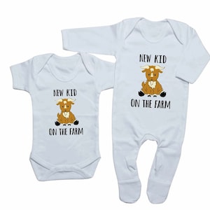 New Kid on The Farm - Baby Goat -  Short Sleeve Bodysuit / Sleepsuit