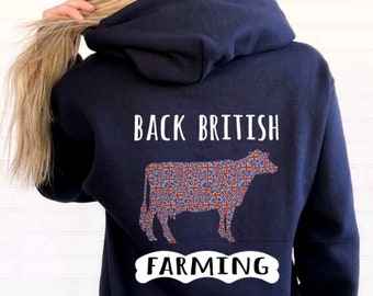 Back British Farming Hoodie: Union Jack Farm Animal Design