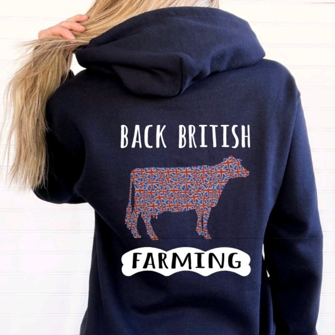 Back British Farming Adult Hoodie Ladies Farming Hoodie Mens Farming