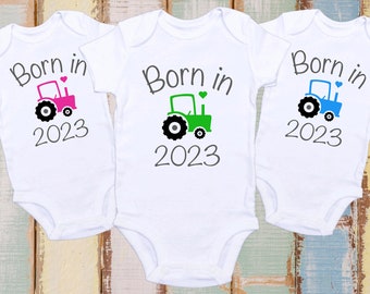 Tractor Baby Bodysuit: Born in 2024, Farm Family Gift