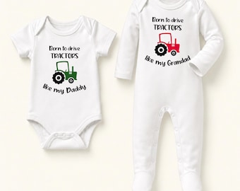 Tractor Baby Clothes: 'Born to Drive Tractors' Farm Bodysuit