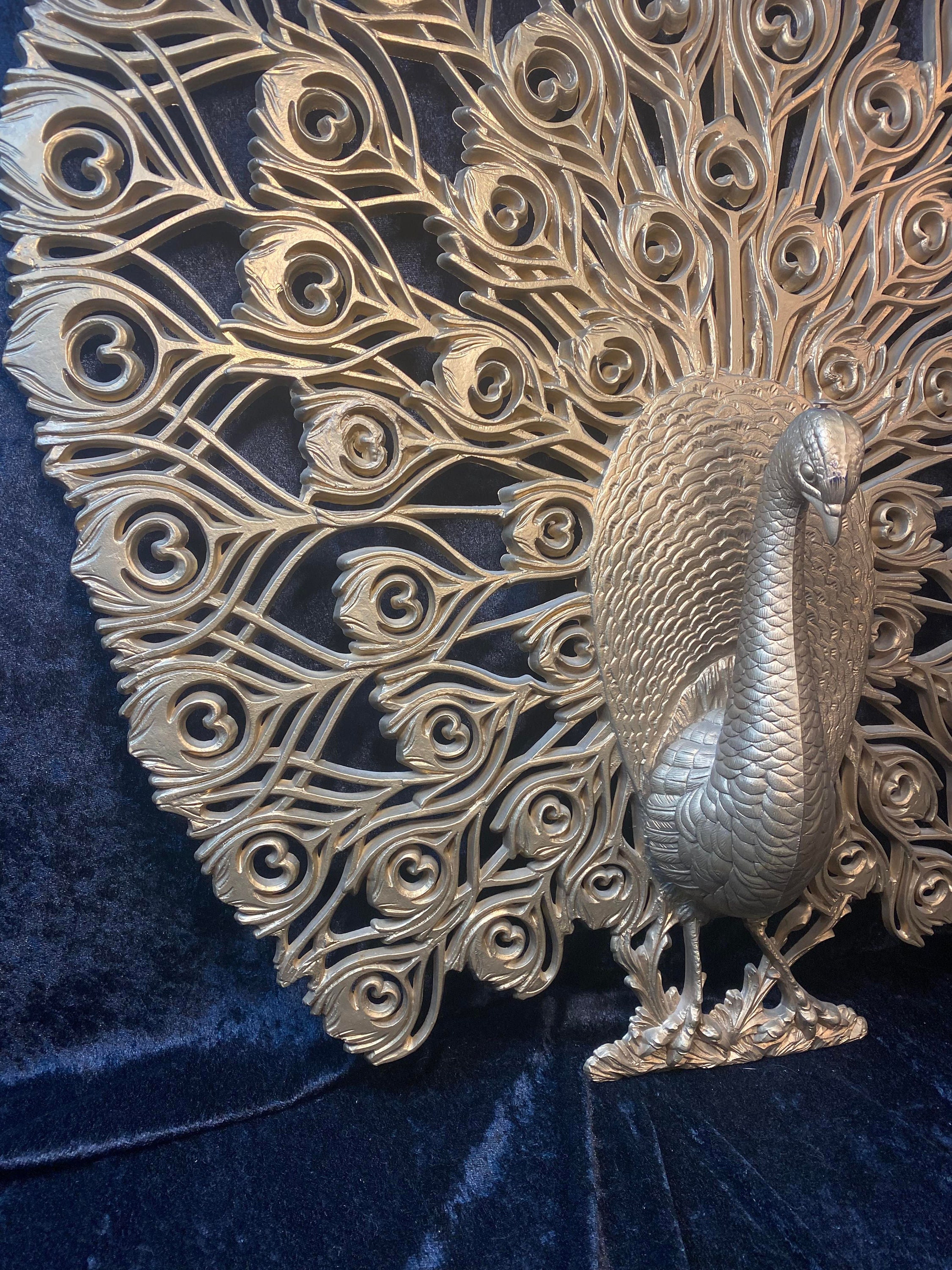 Vintage Gold Mid Century Peacock Wall Art Hanging Burwood Etsy