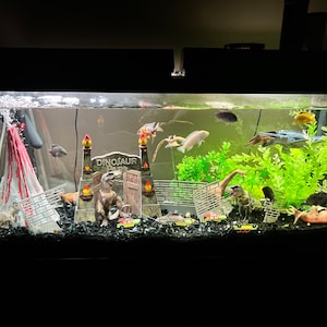 Jurassic park aquarium decor