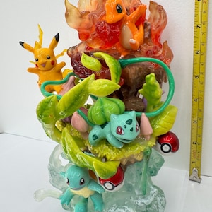 Pikachu, Squirtle, Charmander, & Bulbasaur Aquarium Statue