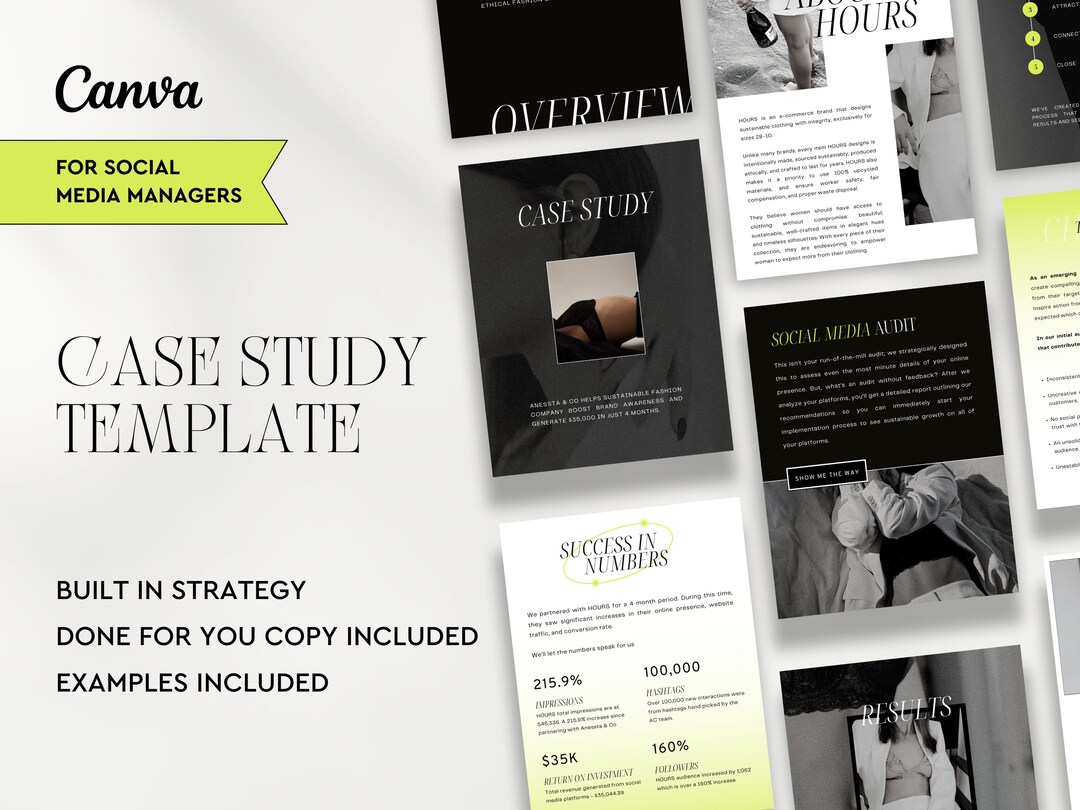 Dark Case Study Portfolio Canva | Social Media Manager Template ...