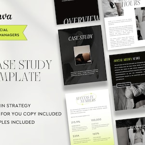Dark Case Study Portfolio Canva | Social Media Manager Template | Aesthetic Client Portfolio | Strategy Presentation
