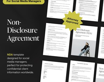 Non-Disclosure Agreement Template for Social Media Managers | Editable NDA for Freelancers | Confidentiality Contract