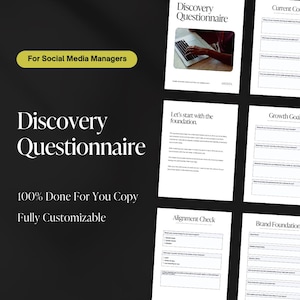 Discovery Questionnaire Template for Social Media Managers | Client Intake Form | Editable Lead Qualification Sheet